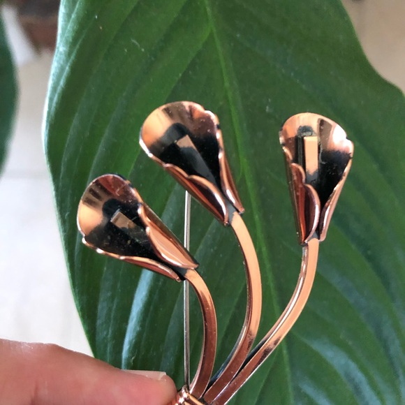 Vintage Mid Century Renoir  Copper Flower Brooch - Picture 4 of 6